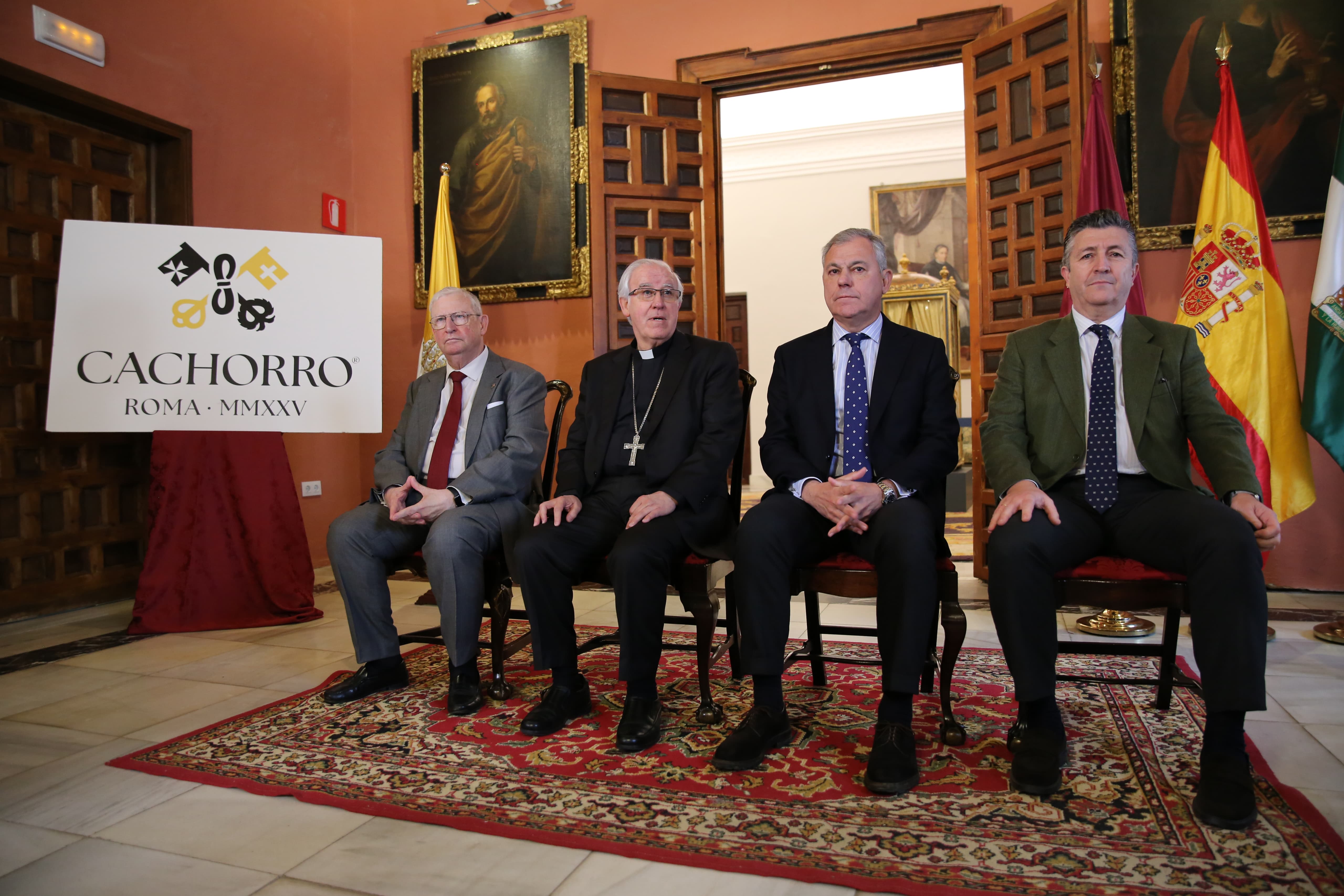 Monseñor Sainz Meneses en un acto relacionado con la presencia de El Cachorro en Roma.