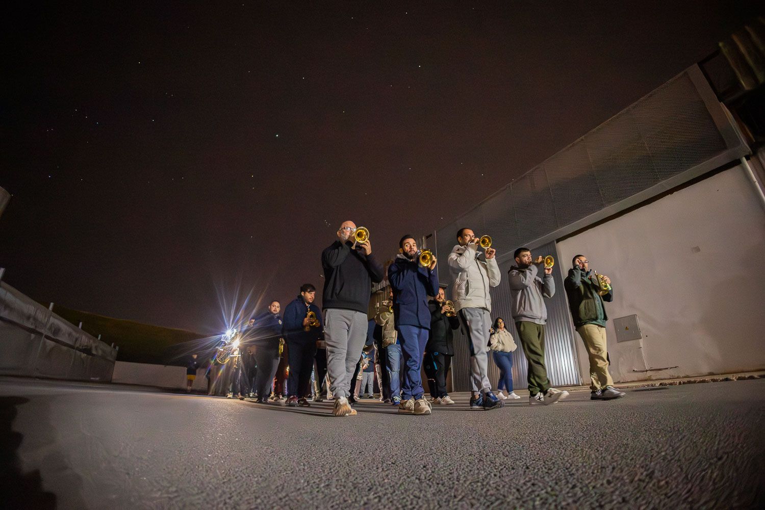La banda de la Caridad durante un ensayo días atrás en el polígono el Portal. 