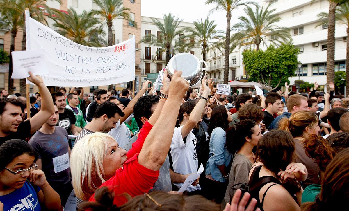 El 15M, en una plaza andaluza. FOTO: CRISTÓBAL