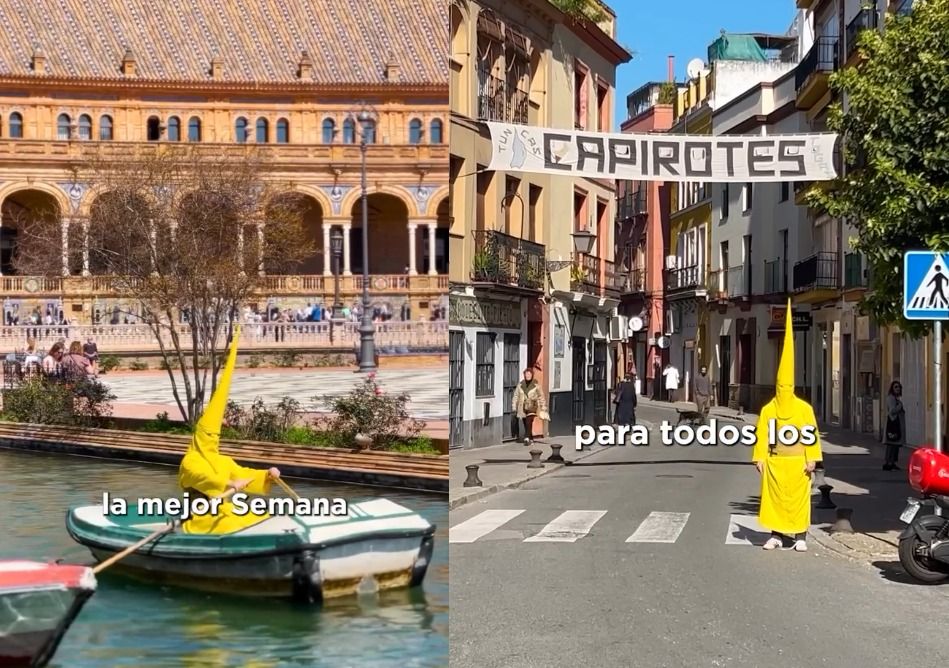 El nazareno amarillo por Sevilla que se hizo viral.