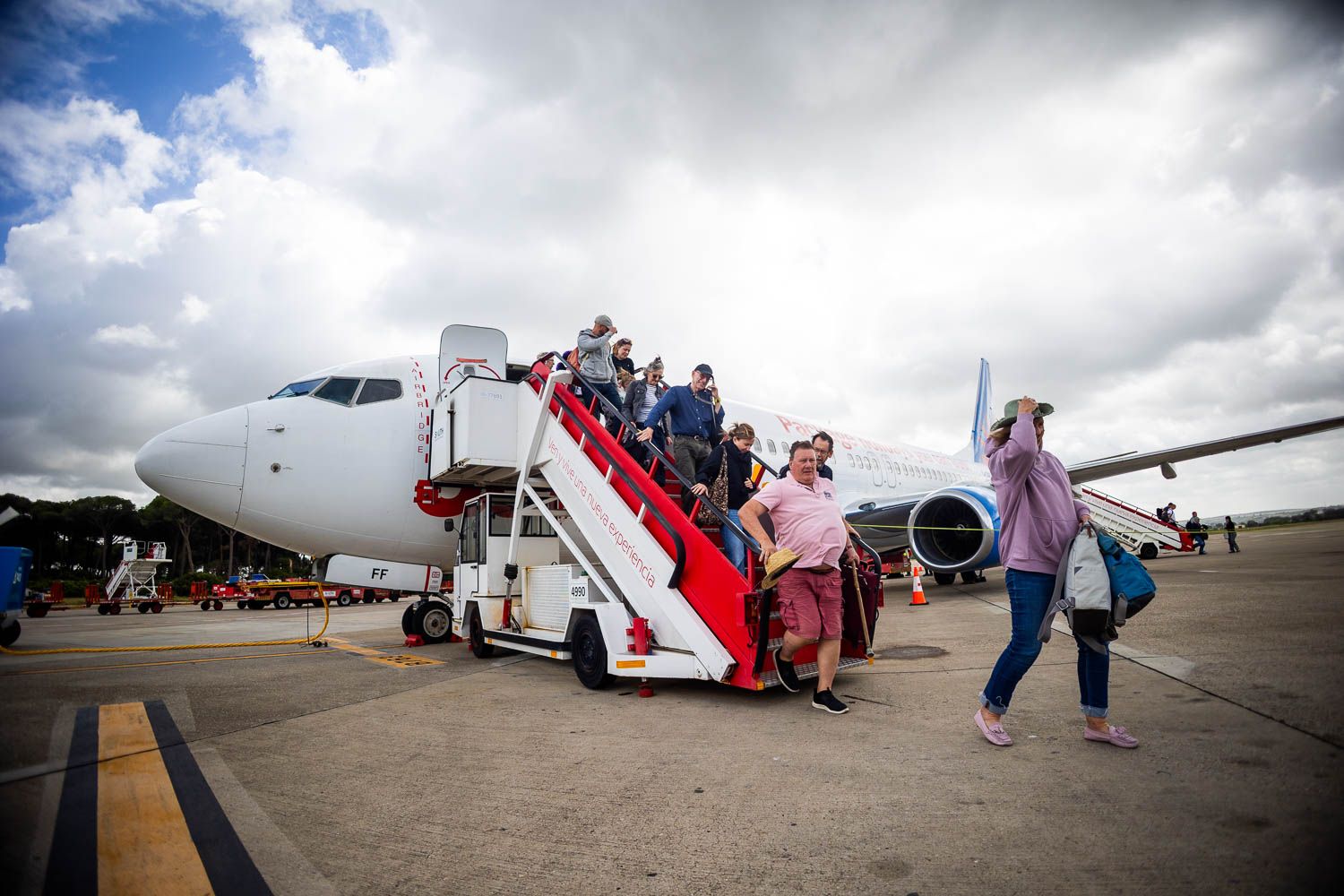 Turistas en el Aeropuerto de Jerez.