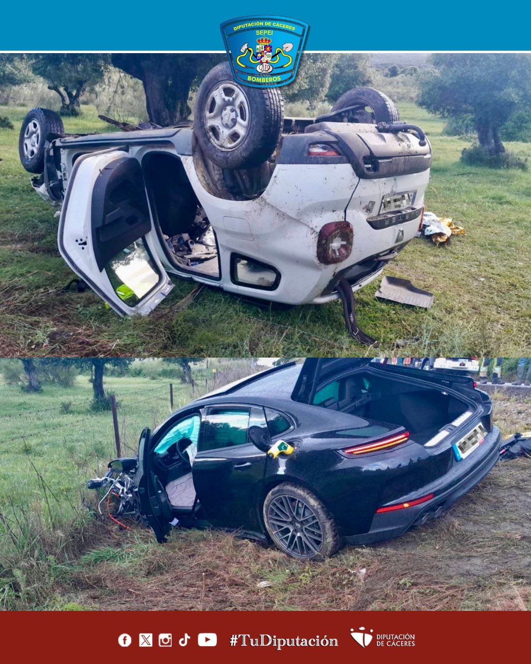 El estado en que quedaron ambos vehículos, en una imagen de la Diputación.