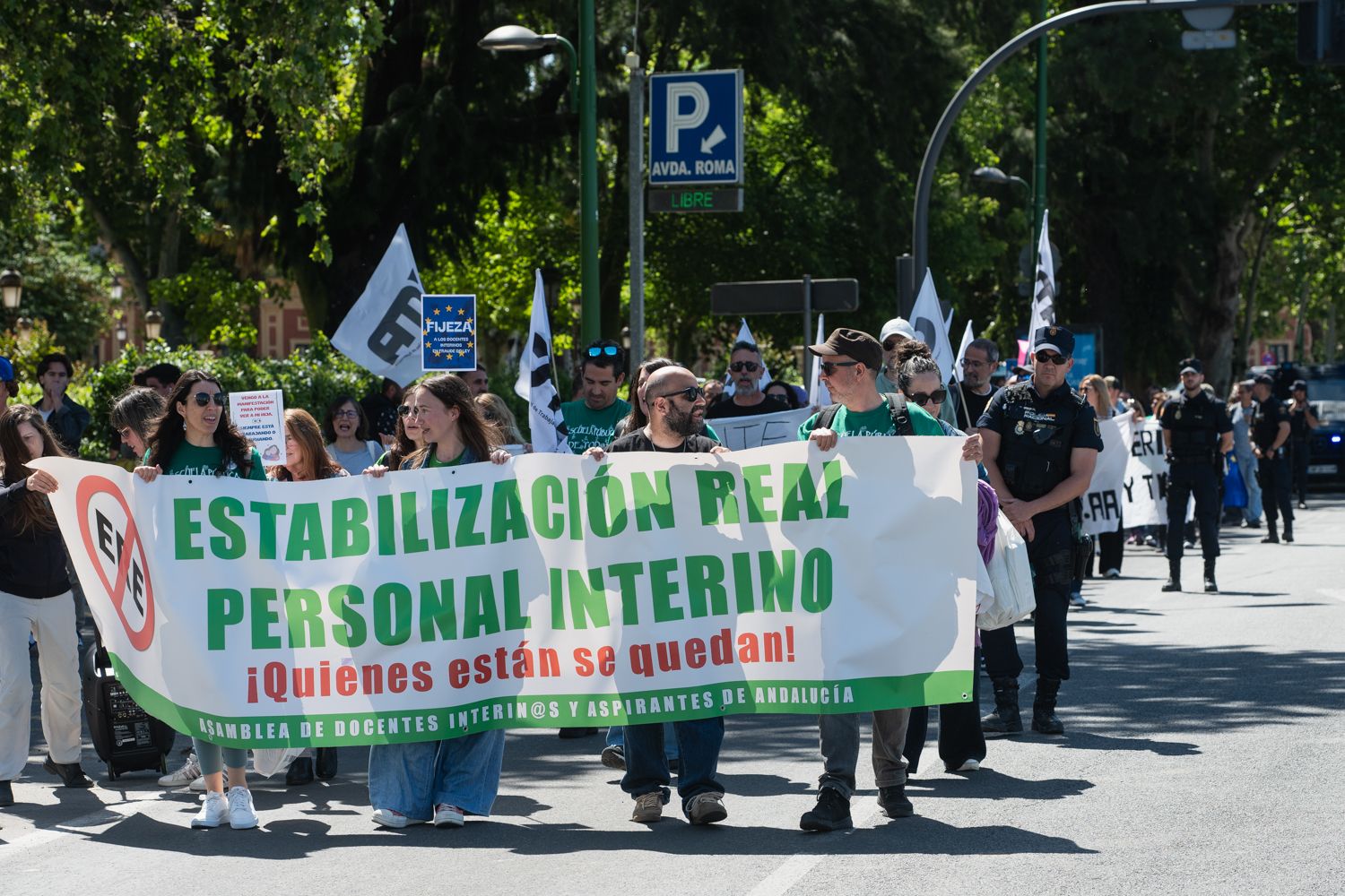 Protesta de los docentes interinos