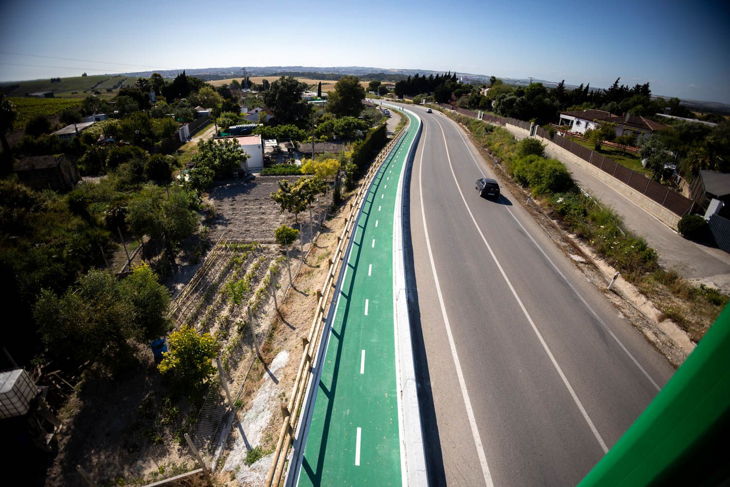Carril bici entre Jerez y La Barca, en una imagen reciente.