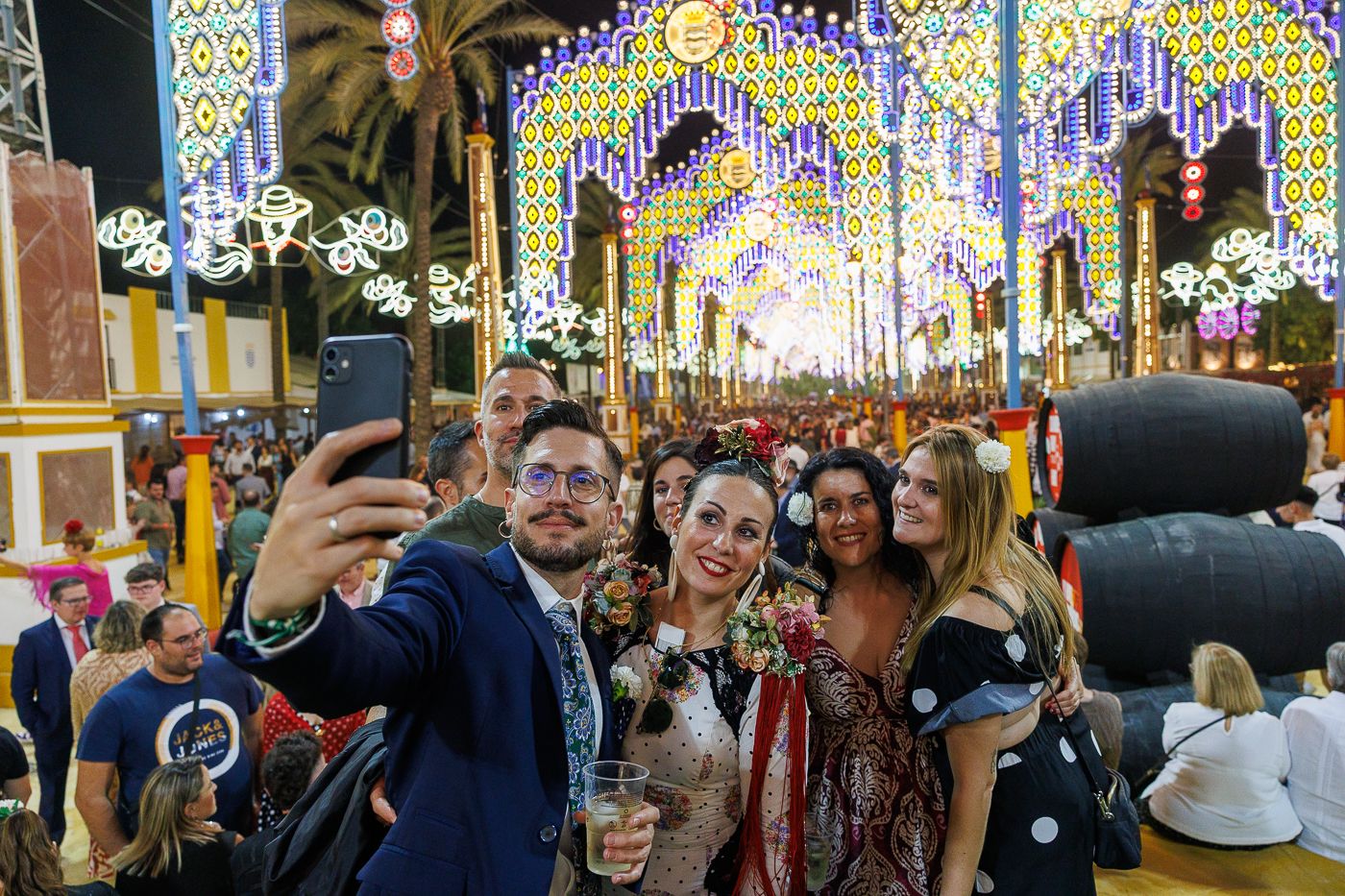 Encendido del alumbrado en la última edición de la Feria de Jerez.