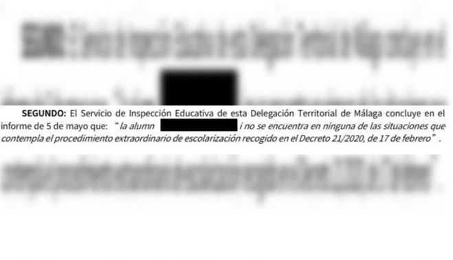 Así ha denegado la Junta la petición de cambio de colegio.