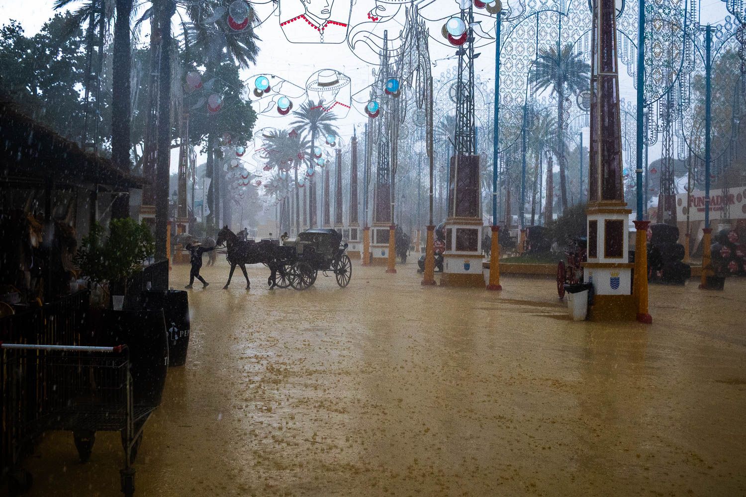Feria de Jerez en un día de lluvia.