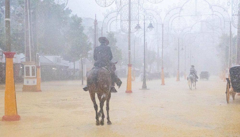 Cabalgando bajo la lluvia 