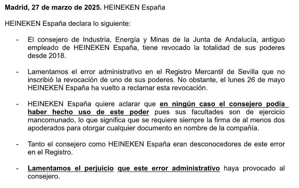comunicado heineken
