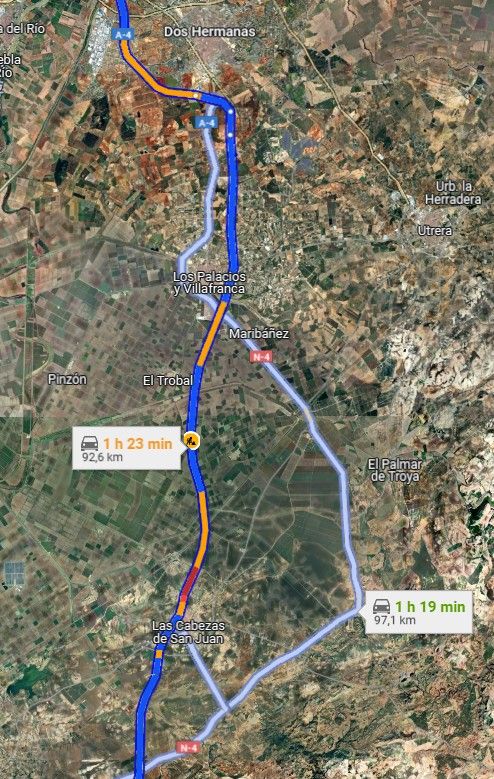 Varios puntos de tráfico lento o atasco, más allá del que oficialmente informa la DGT.