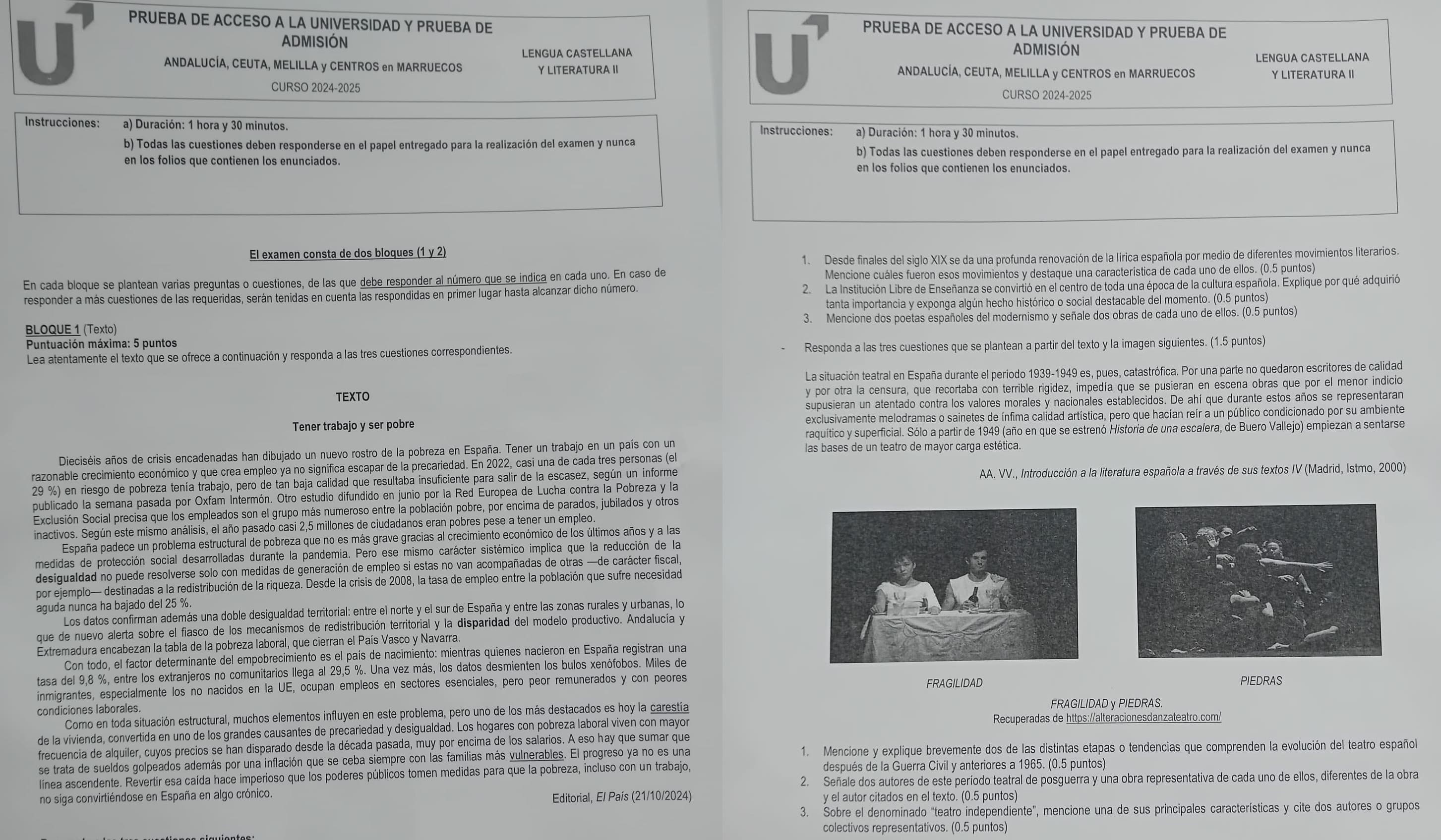 El examen de Lengua en la PAU de Andalucía 2025, la nueva Selectividad.