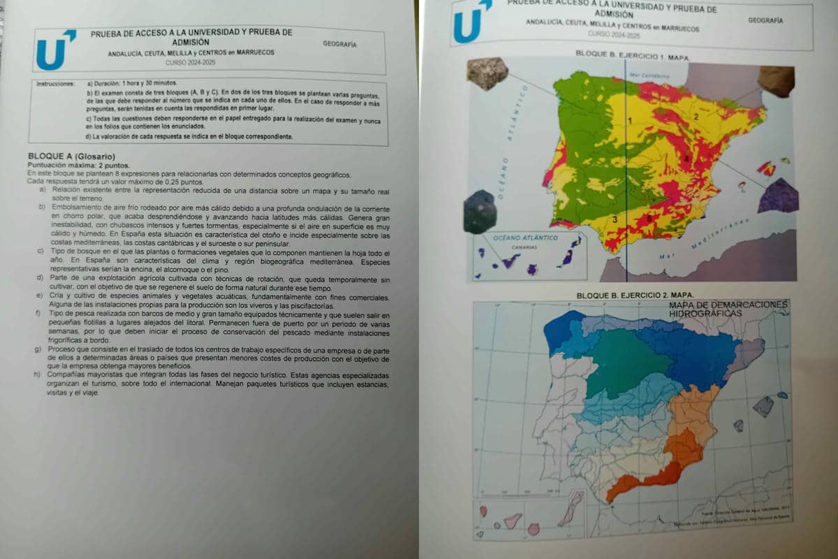 El examen de Geografía de la PAU de Andalucía 2025 en la convocatoria de junio.