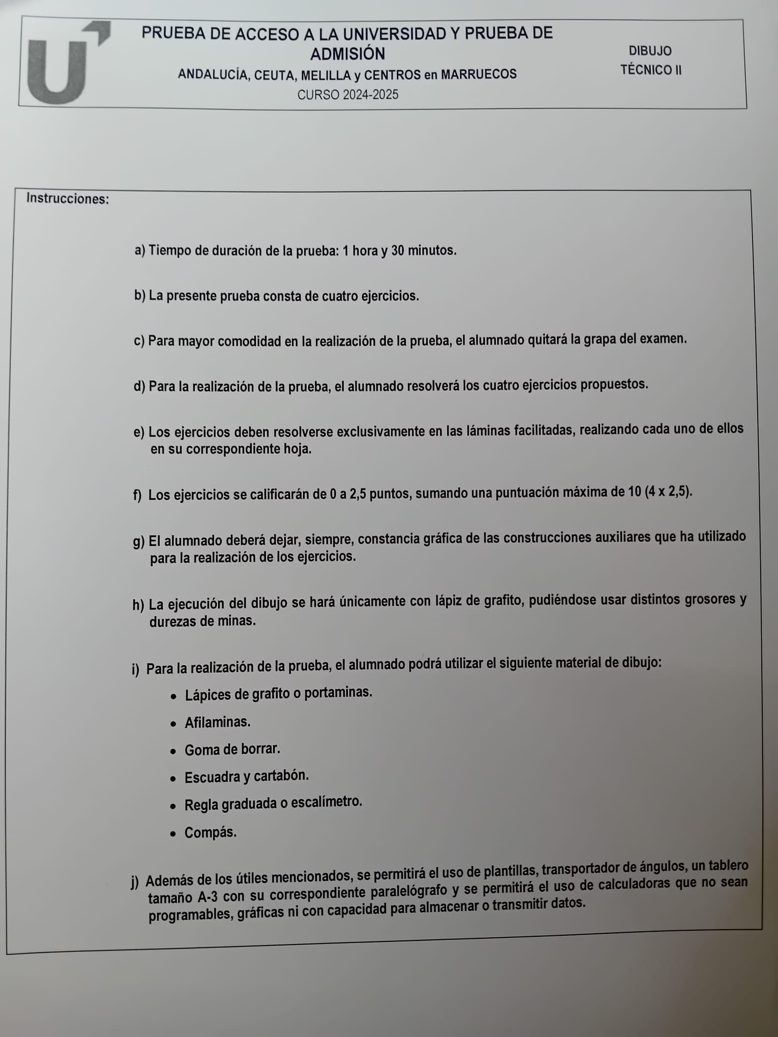 Las instrucciones de Dibujo Técnico