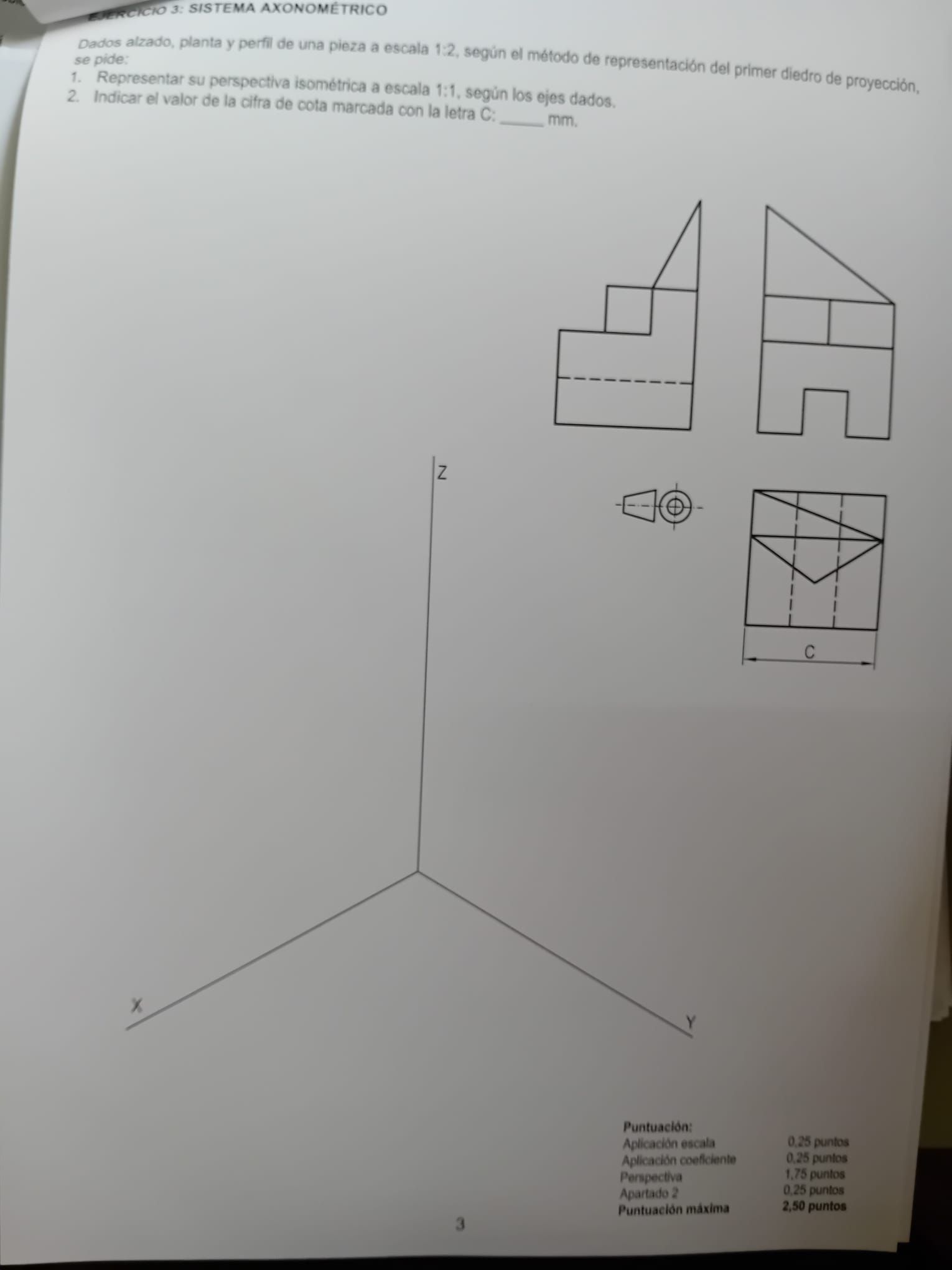 El tercer ejercicio propuesto en el examen,