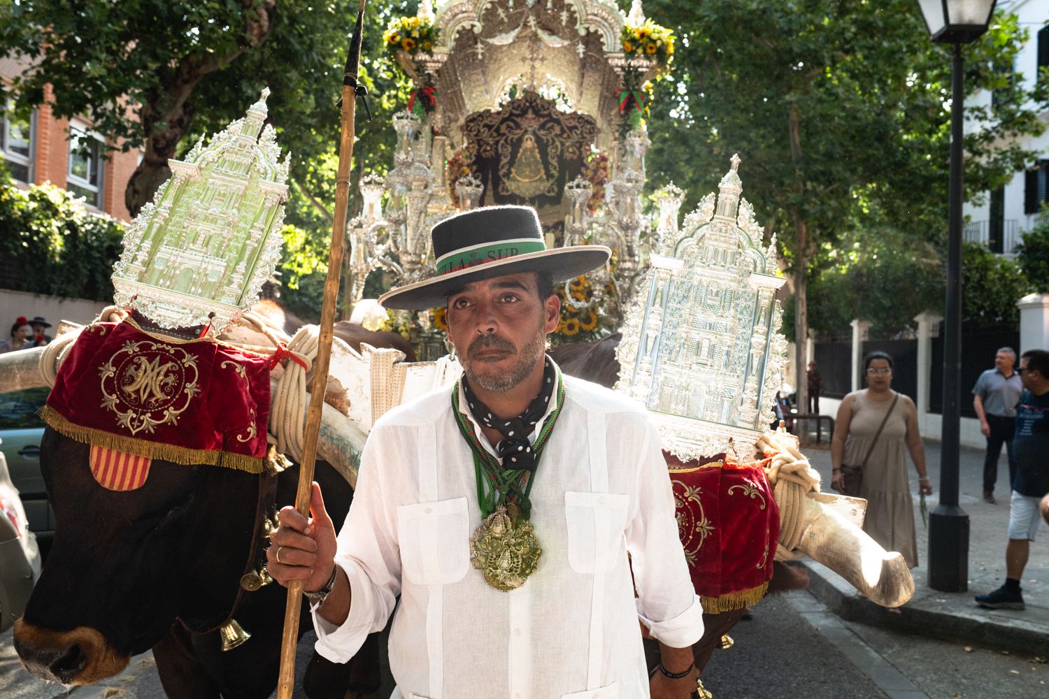 El carretero de la carreta del simpecado de Sevilla Sur.