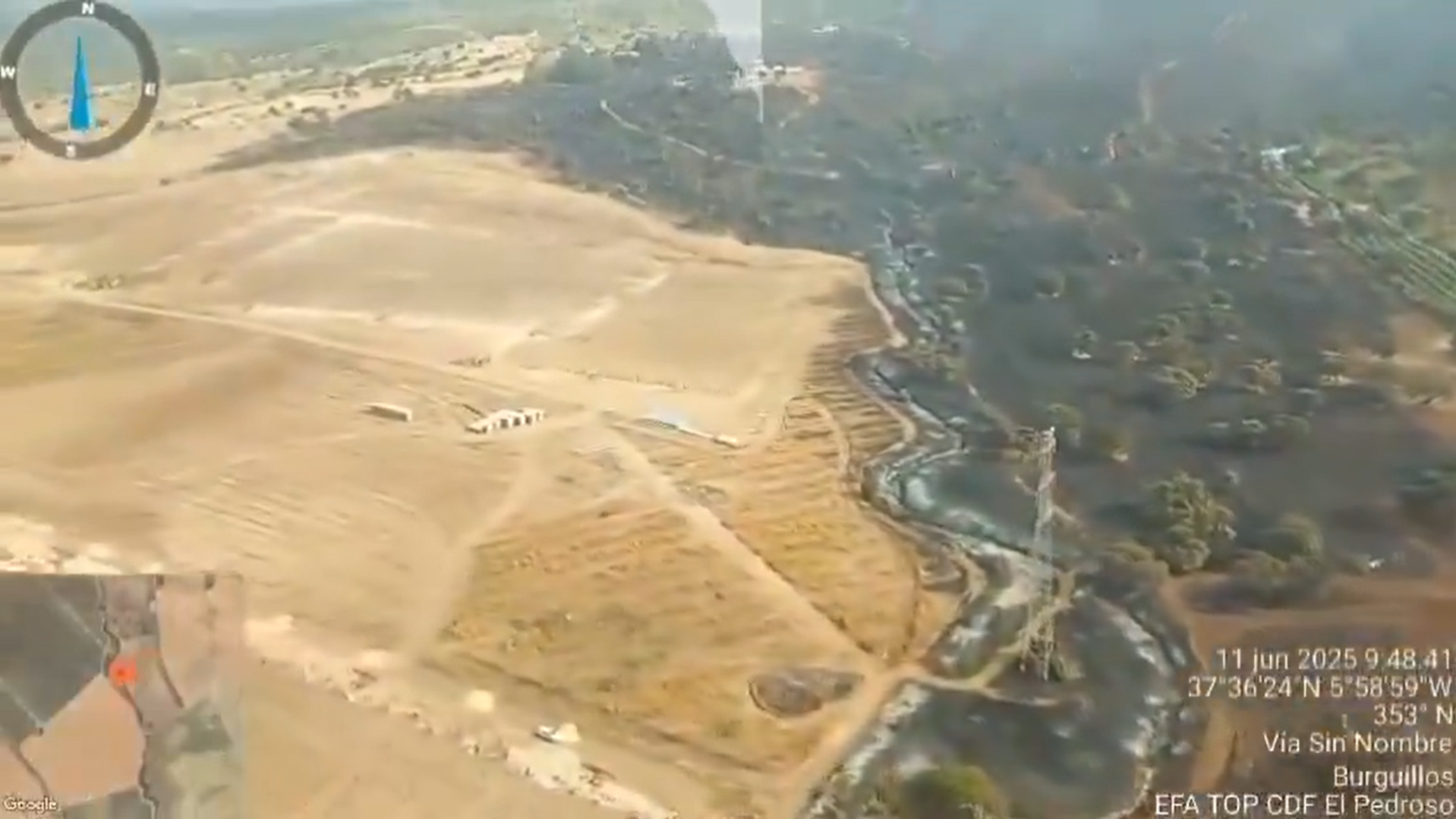 Imagen aérea del incendio de Burguillos.