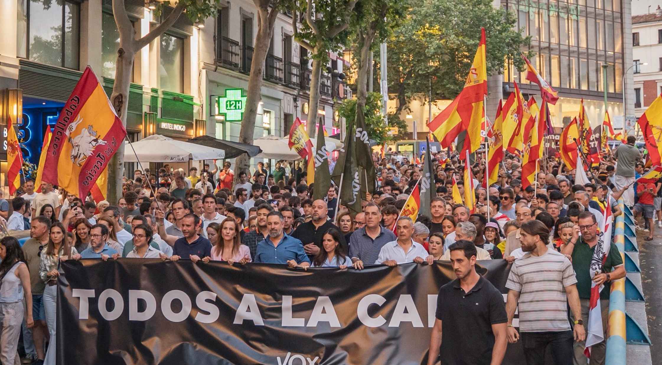 Una imagen de la manifestación contra Sánchez convocada por Vox. Una imagen de la manifestación contra Sánchez convocada por Vox.