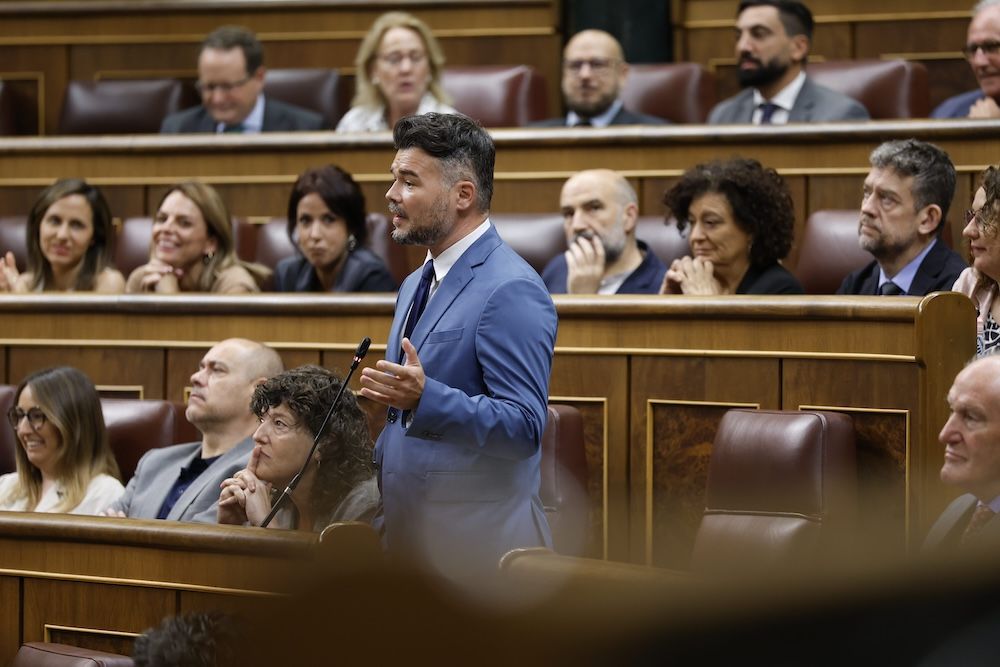 Gabriel Rufián, portavoz de ERC, durante la sesión de control en el Congreso de los Diputados.