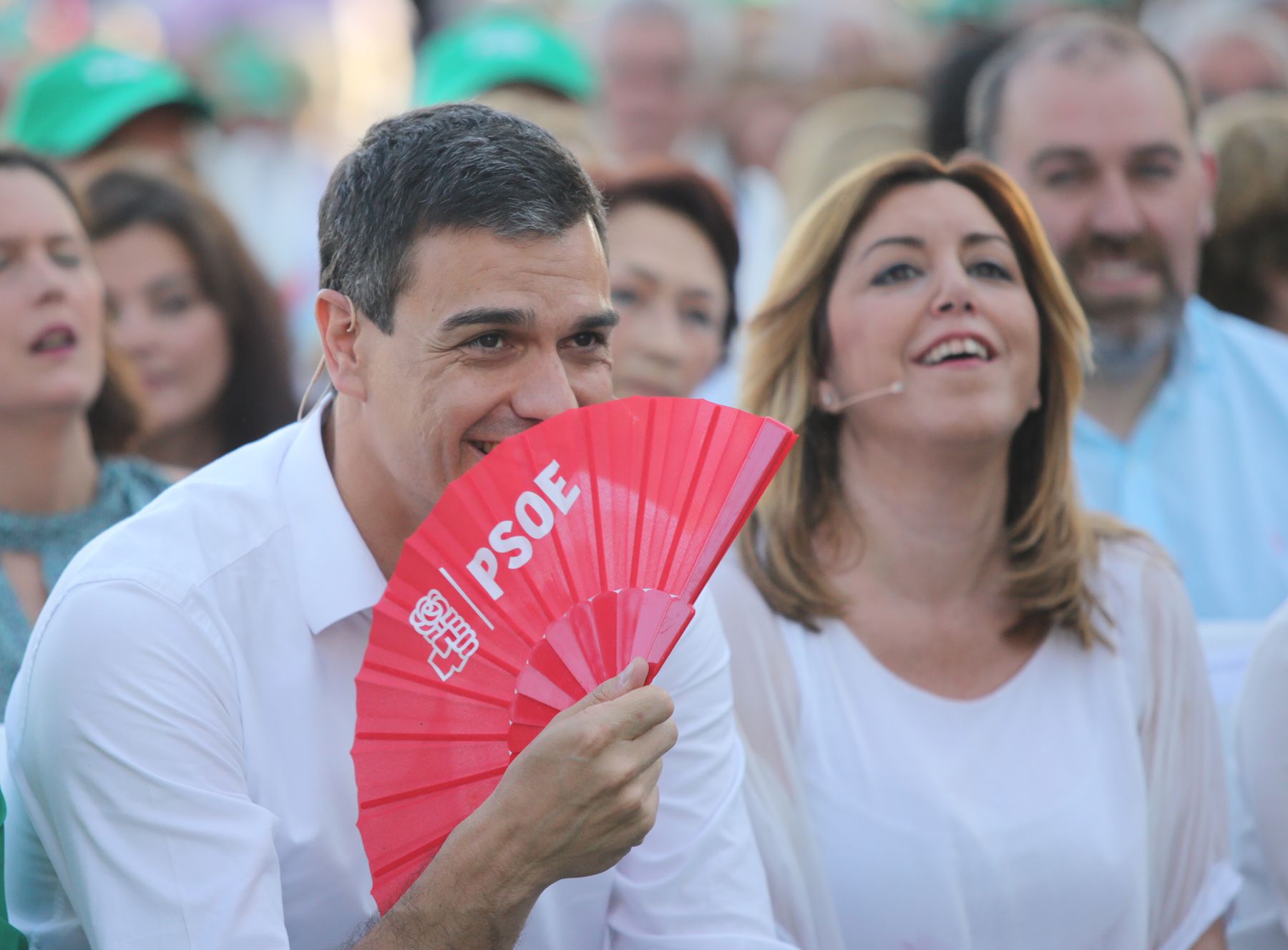 Sánchez y Díaz, en un mitin en Jerez. FOTO: JUAN CARLOS TORO.