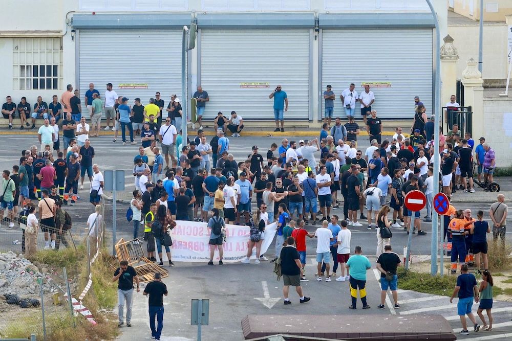 Protesta de trabajadores del metal este lunes.