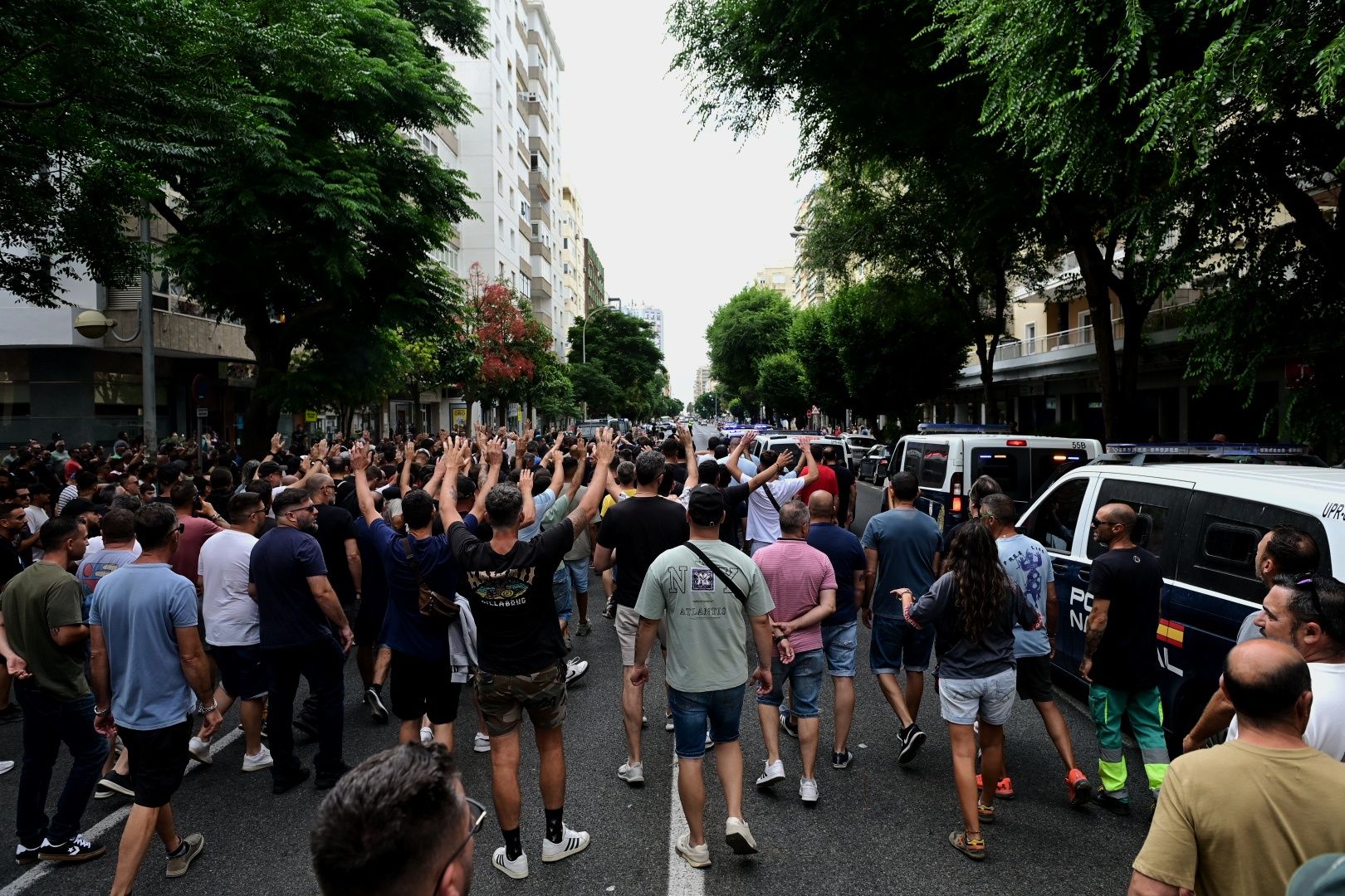 Marcha por la avenida de Cádiz de los trabajadores del metal.