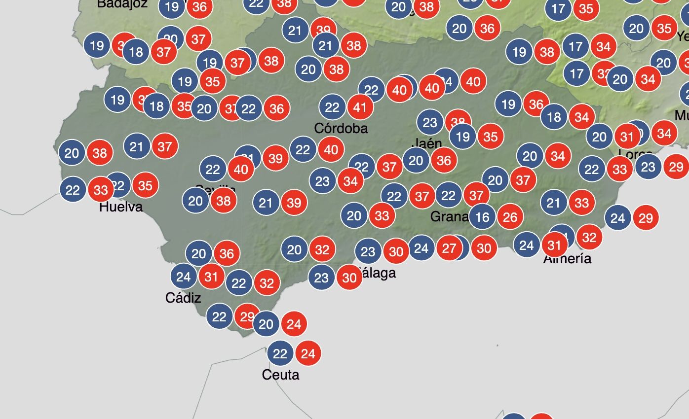 Temperaturas previstas para el viernes 27 de junio.