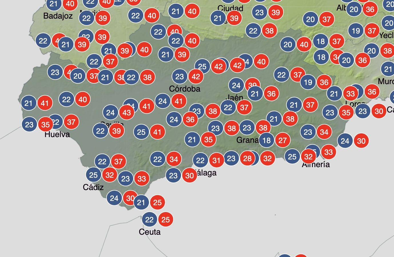 Máximas y mínimas para el sábado 28 de junio.