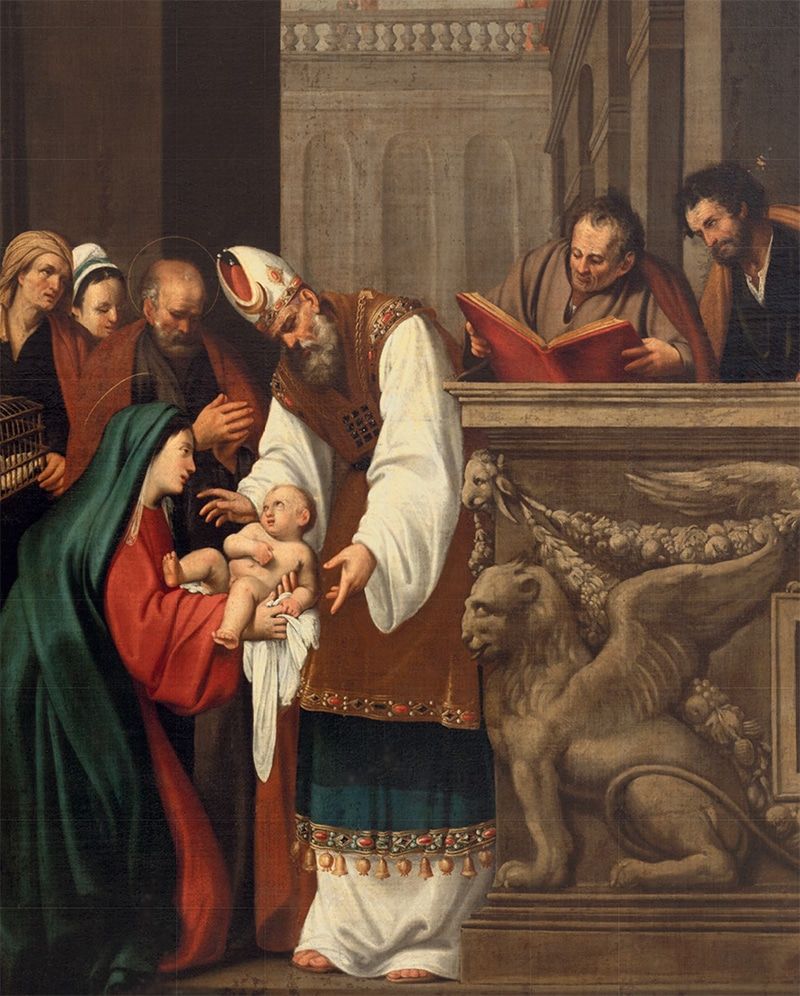 El lienzo completo de la 'Presentación del Niño Jesús en el Templo' que se encuentra en la capilla de las Angustias.