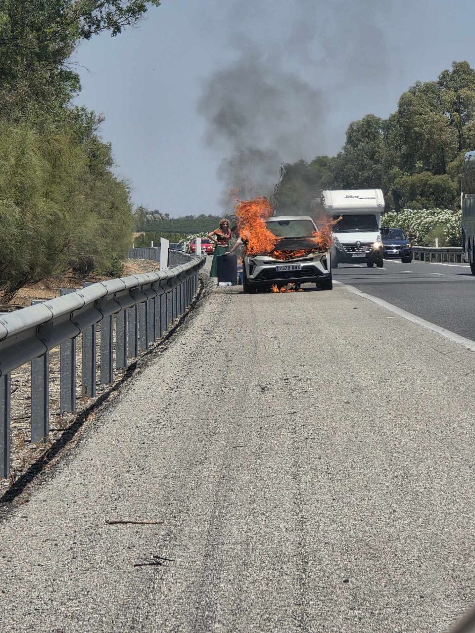 Vehículo ardiendo en la AP4.