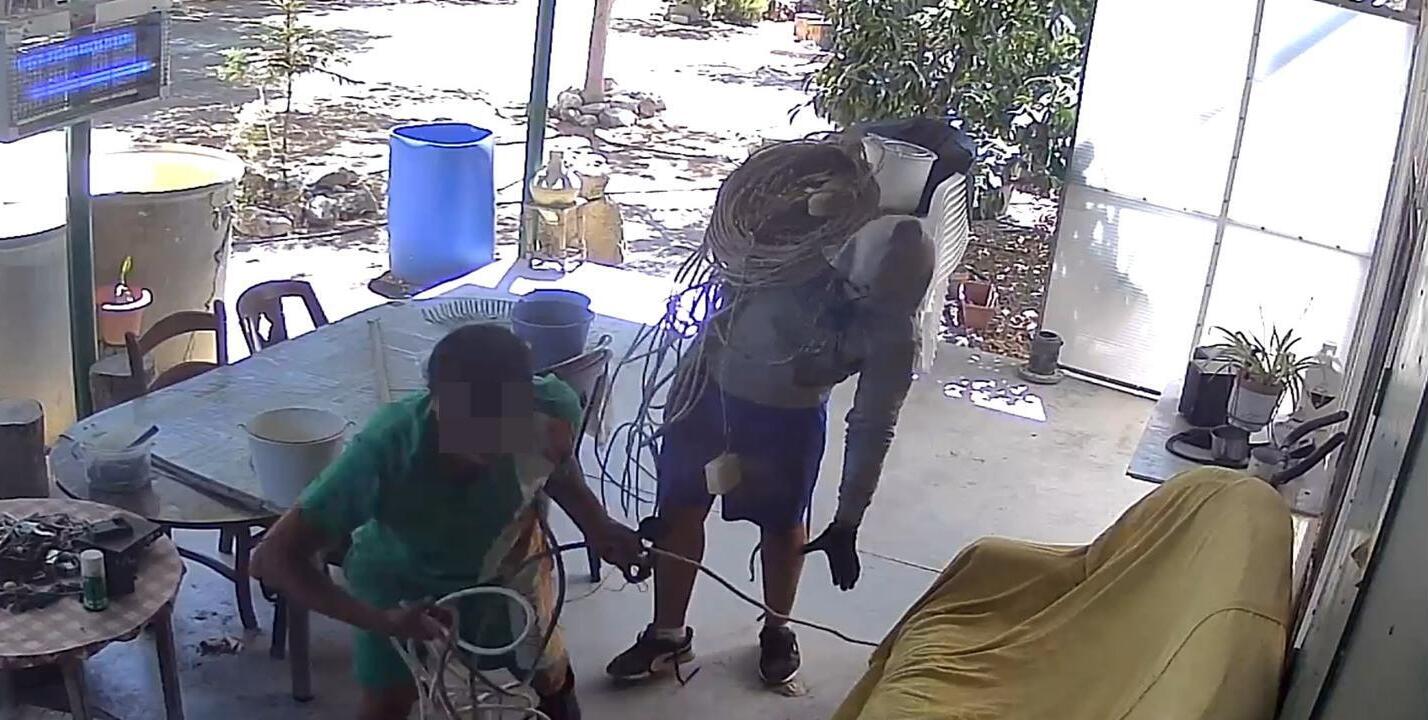 Dos ladrones pillados por las cámaras de seguridad en un campo de Lebrija.