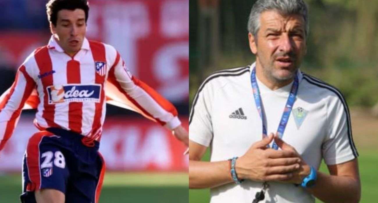 David Cubillo, en su etapa de jugador del Atlético de Madrid y como entrenador del Marbella.