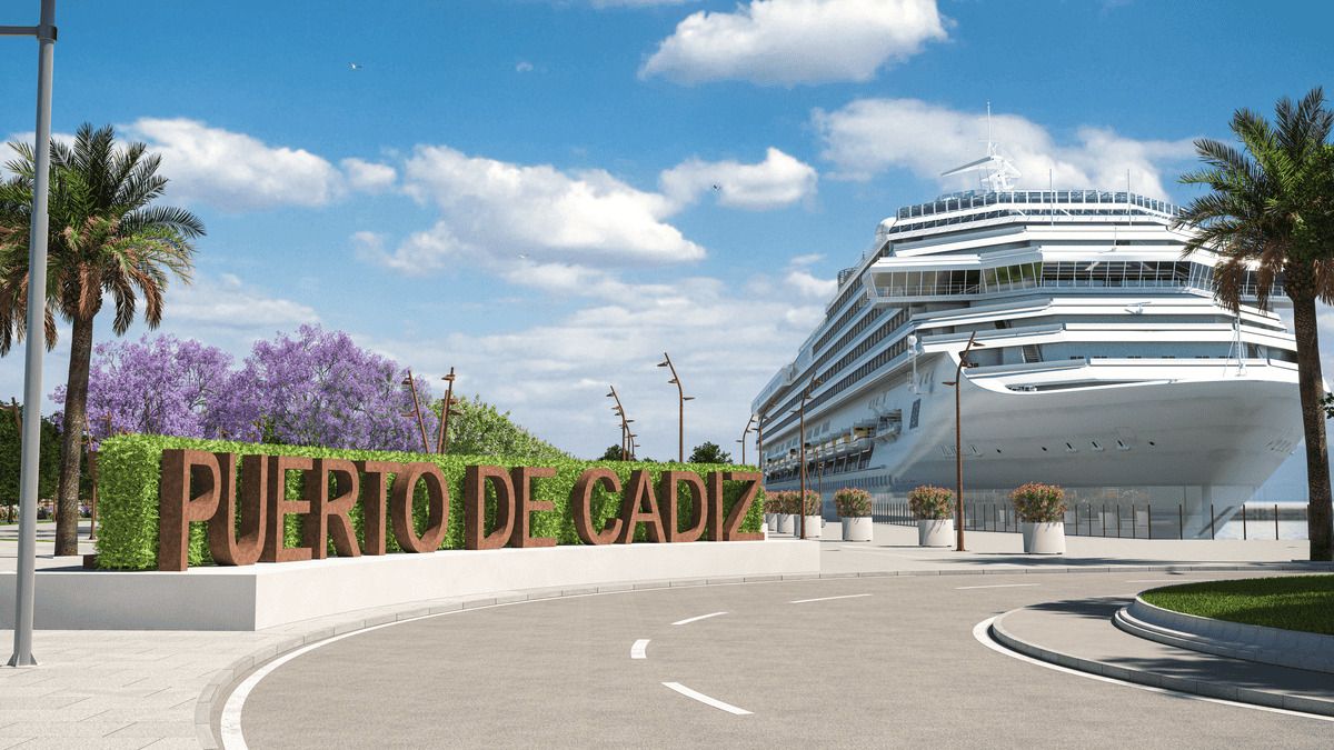 Montaje gráfico del proyecto de unión puerto-ciudad visto desde la plaza de Sevilla. 