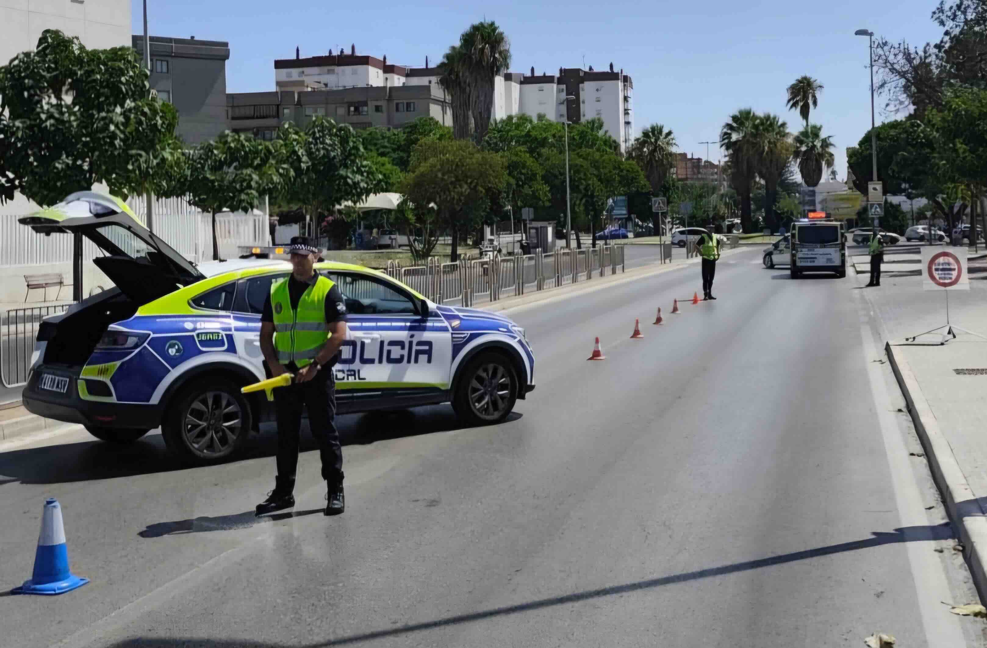 Control de Policía Local en Jerez, en una imagen reciente.