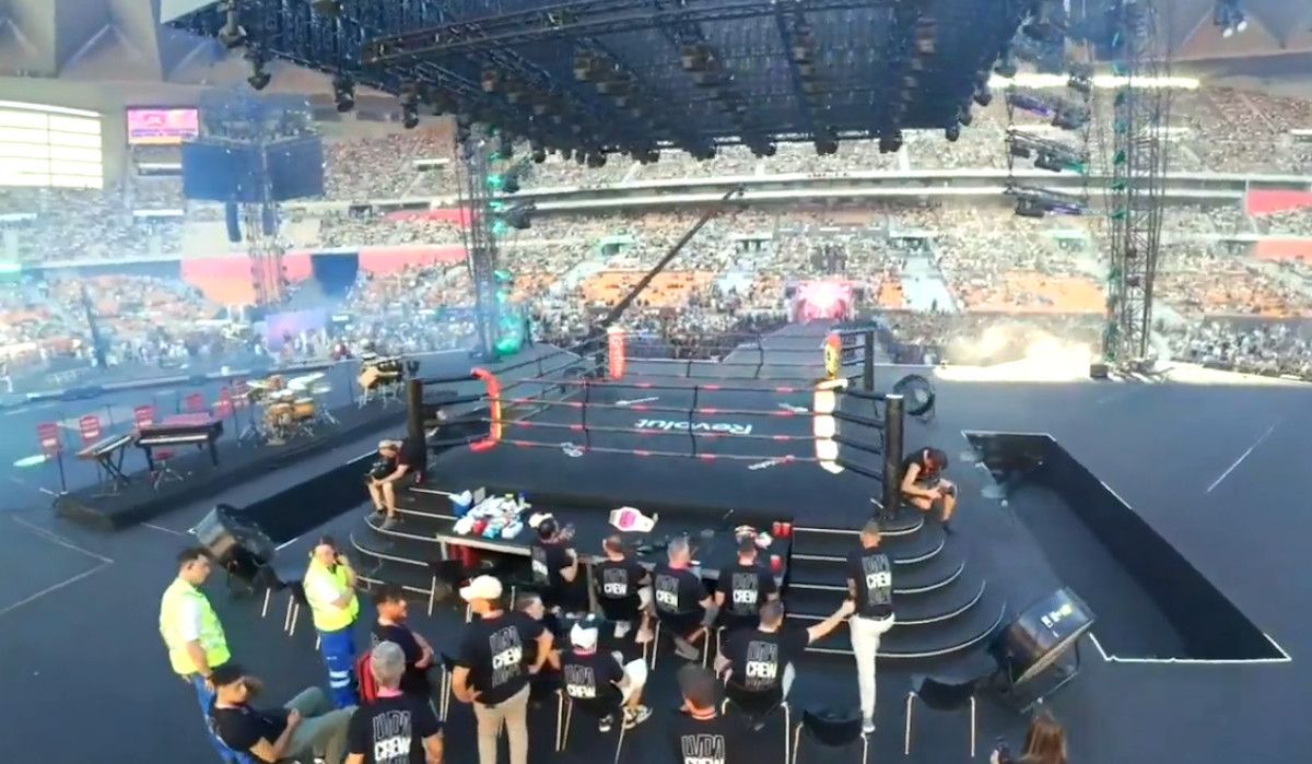 Estadio de La Cartuja con todo preparado para La Velada del Año. Estadio de La Cartuja con todo preparado para La Velada del Año.