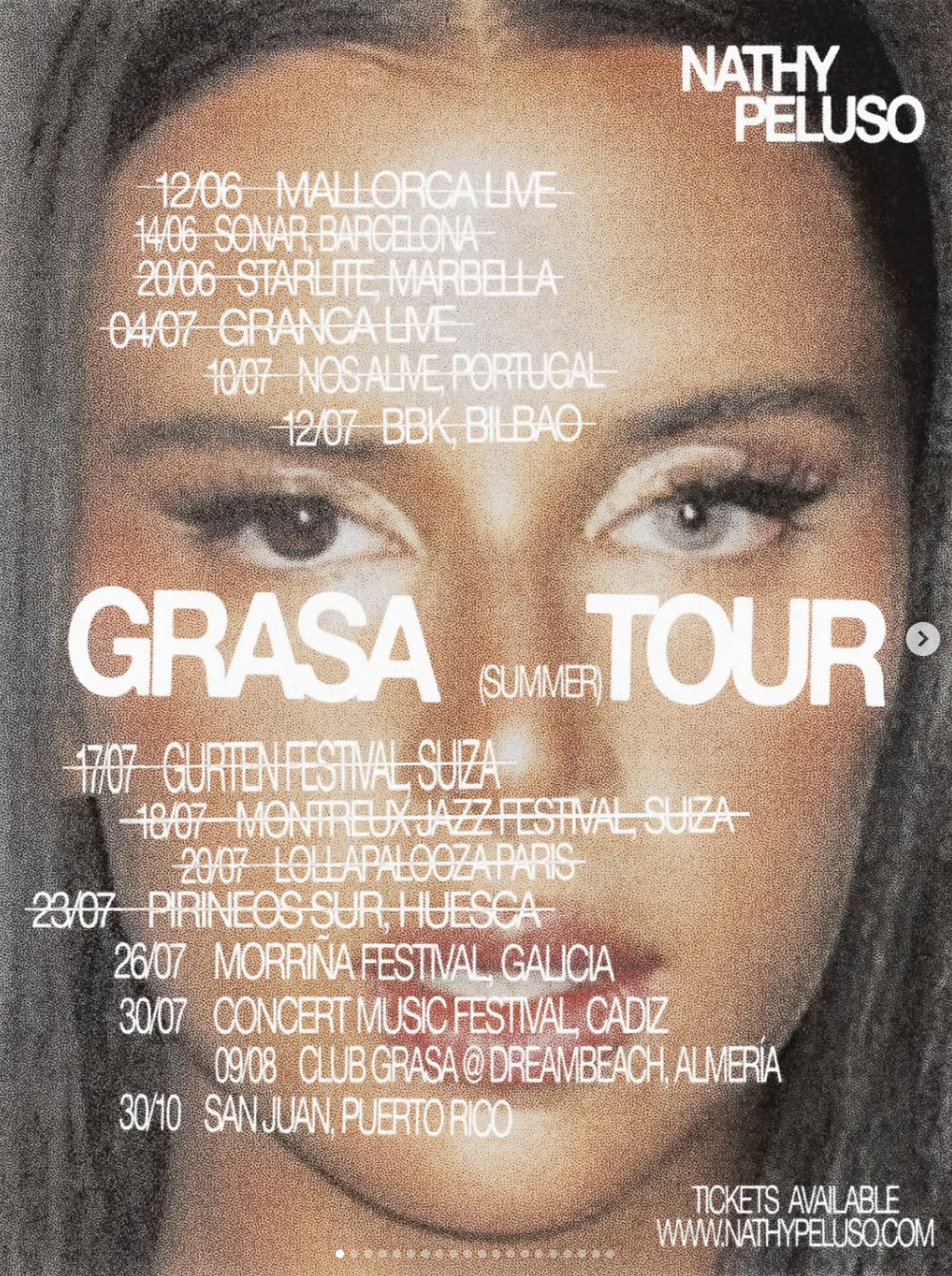 Cartel del tour GRASA, de Nathy Peluso.