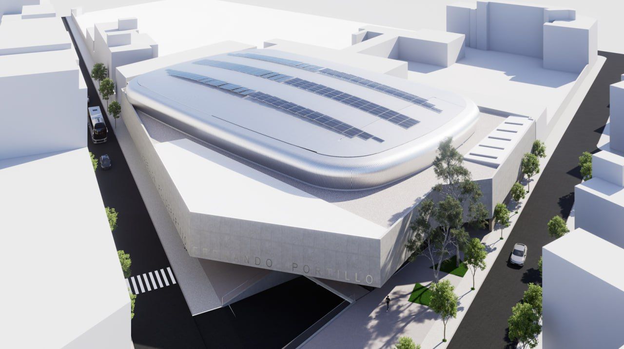 Ilustración digital con el aspecto del futuro pabellón Portillo de Cádiz. Ilustración digital con el aspecto del futuro pabellón Portillo de Cádiz.