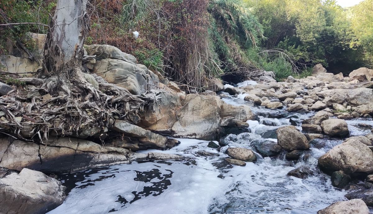 Punto de vertido de la EDAR de Ubrique en el río Ubrique.