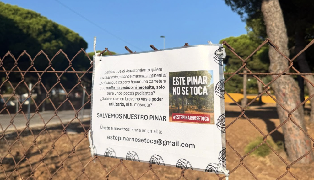 Carteles colocados en el pinar de El Águila en El Puerto.