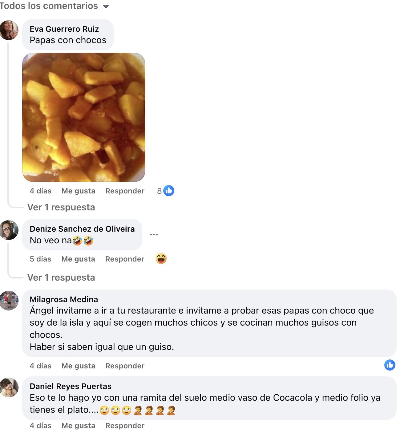 Algunos de los comentarios en la publicación.