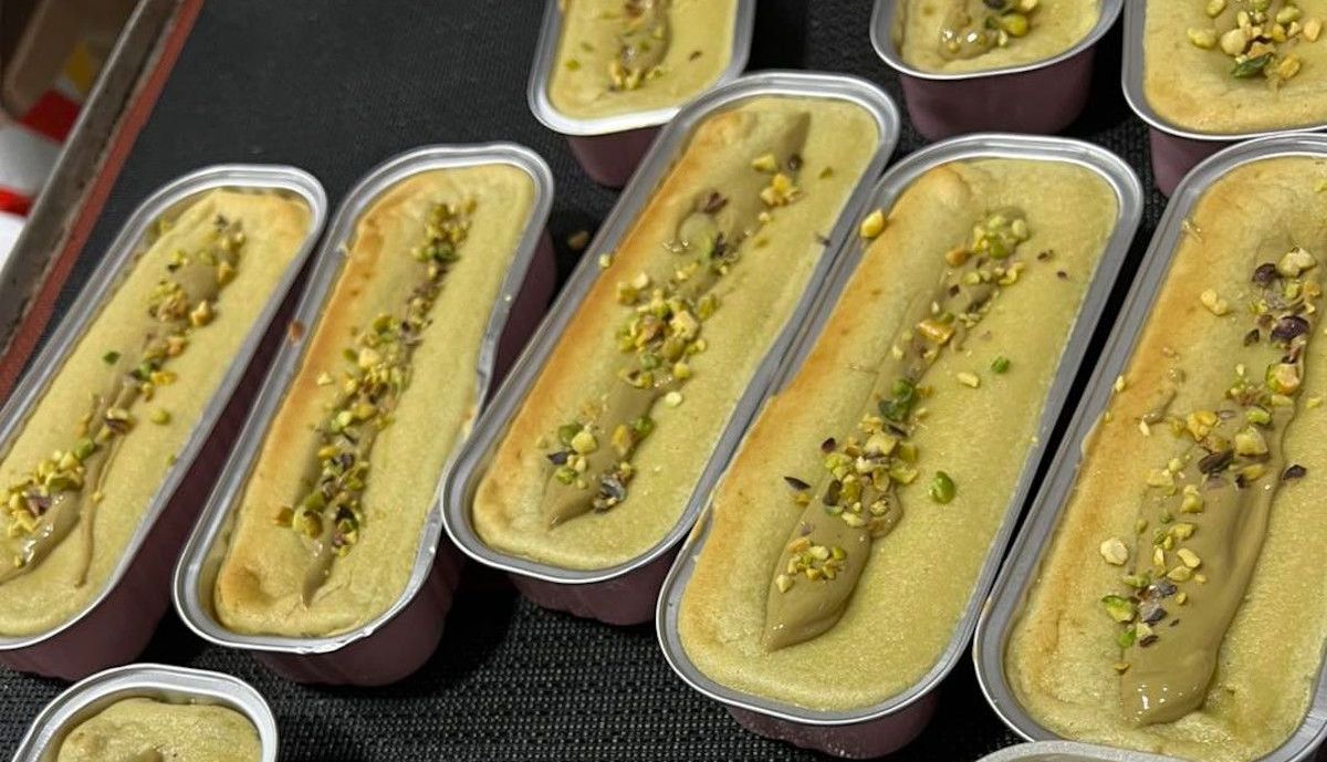 Tartas de queso en cajas alargadas