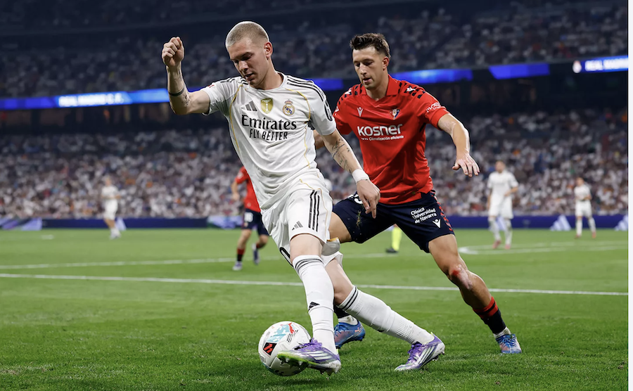 Franco Mastantuono, durante su debut en el Bernabéu.