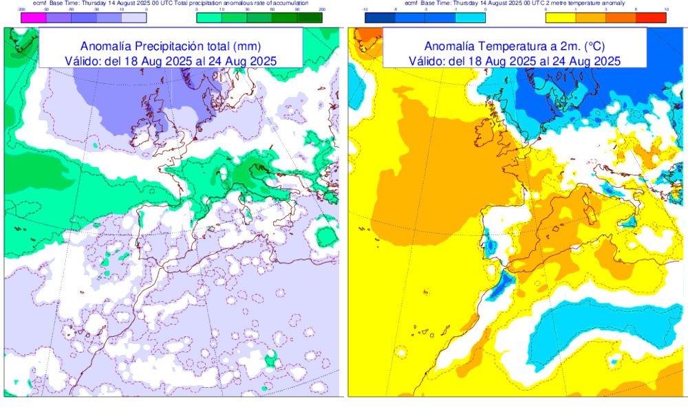 La predicción de la Aemet para el final de agosto: temperaturas algo por encima de la media, pero no excesivas.