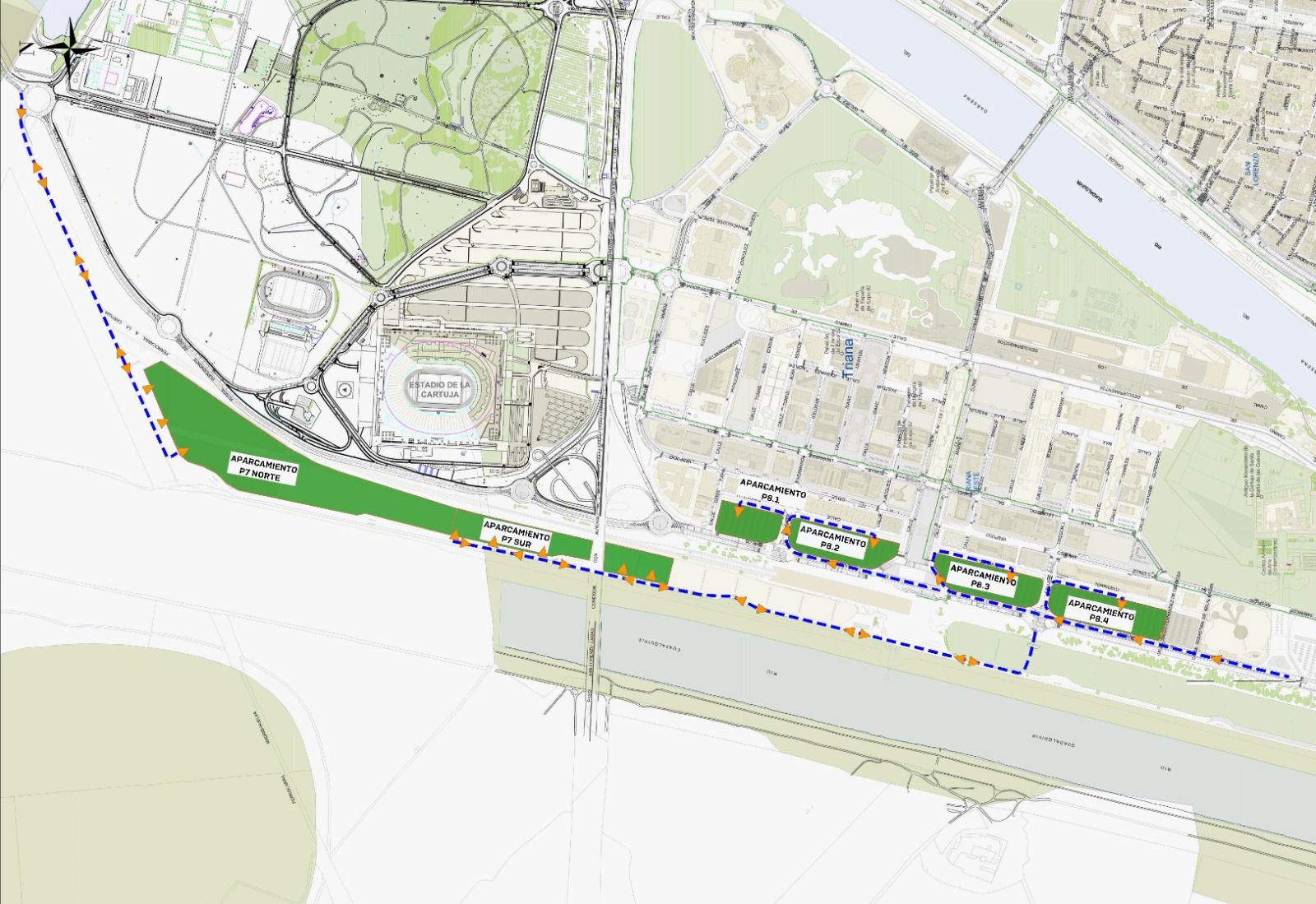 Mapa de la Cartuja para los partidos del Betis.
