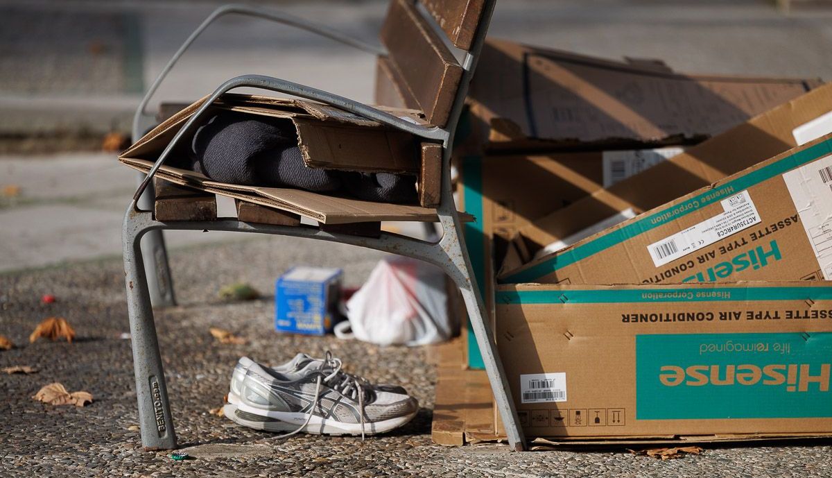 Andalucía lidera ranking de pobreza. En la imagen, pertenencias de una persona que vive en la calle.