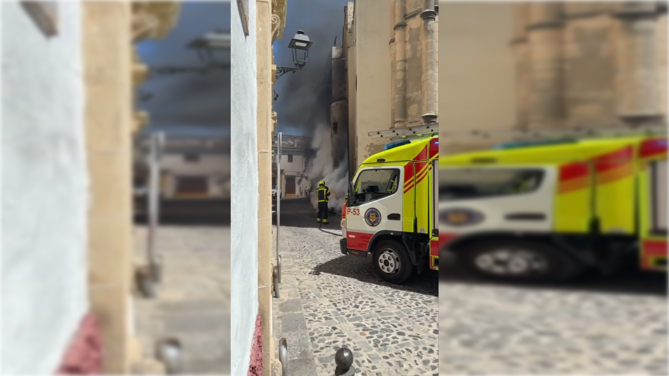 Incendio junto a la iglesia de San Marcos en Jerez.