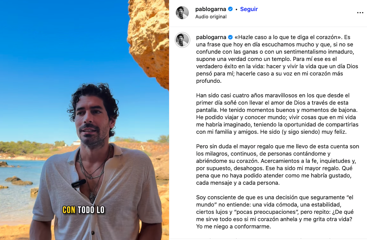 Pablo Garna se despide de las redes.