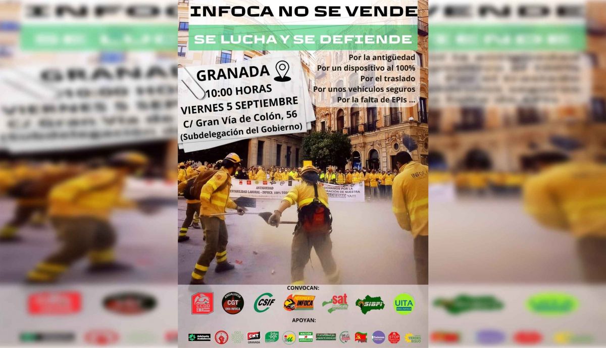 Imagen del cartel de la concentración en Granada.