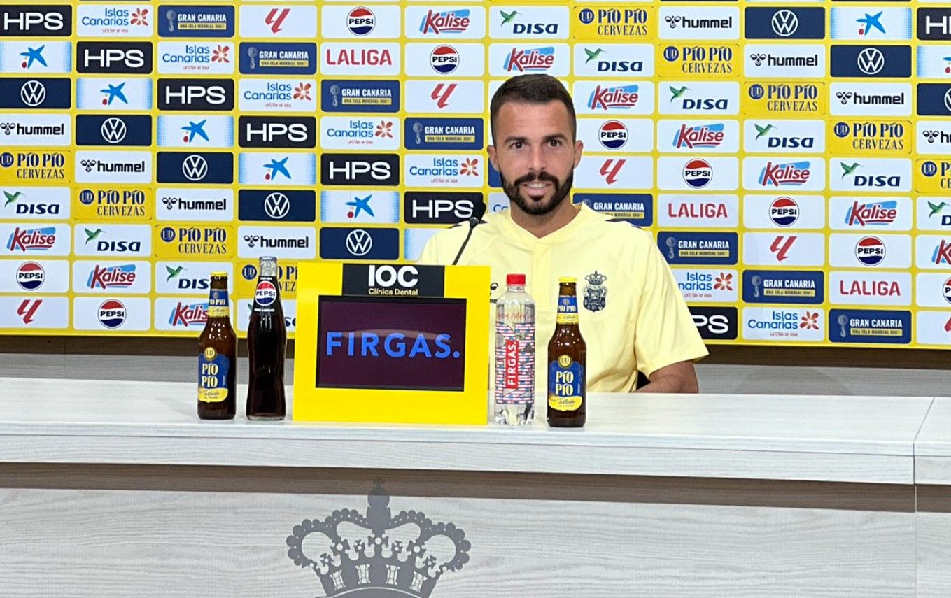 El futbolista Kirian Rodríguez, este 11 de septiembre en rueda de prensa.