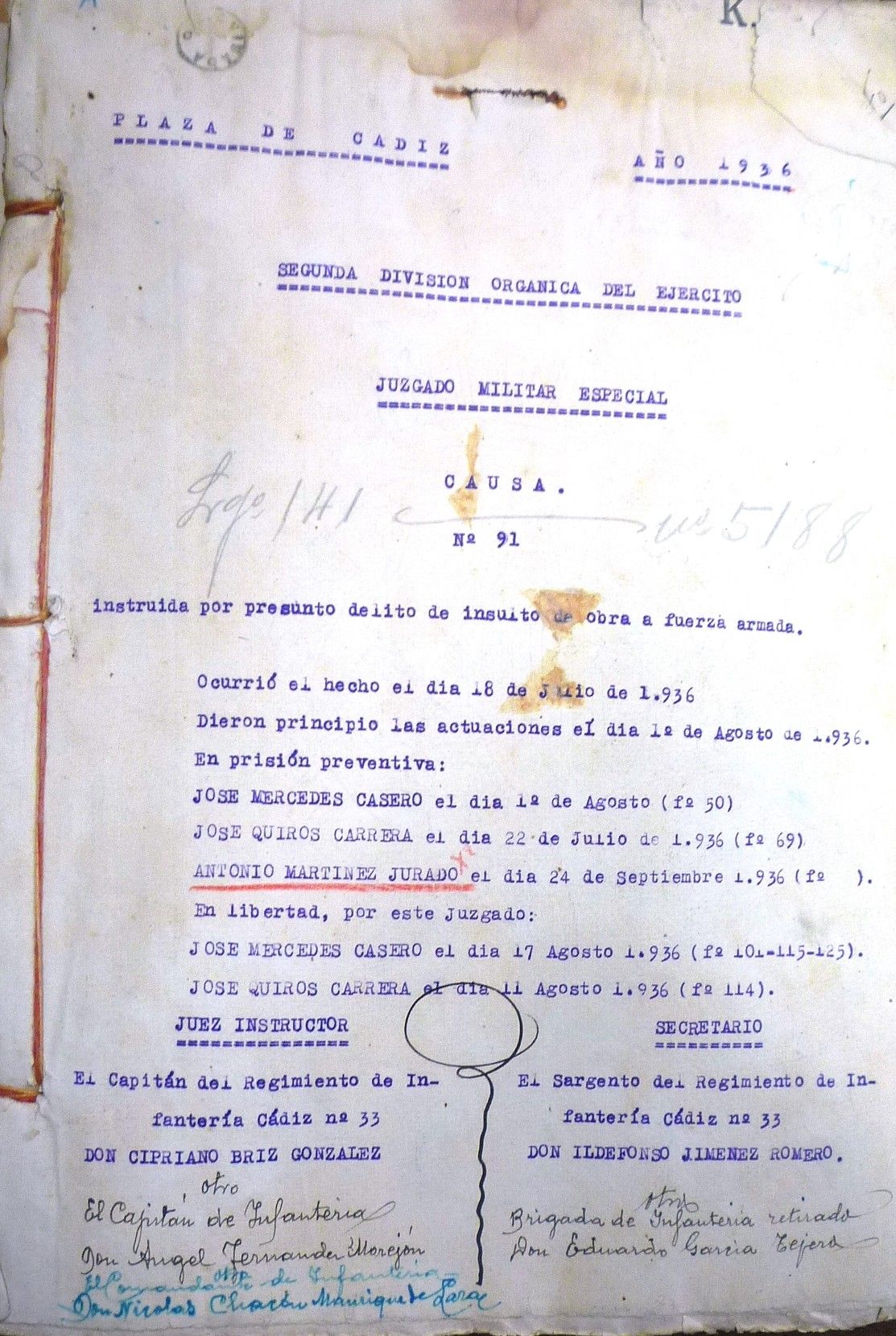 Portadilla de la causa.