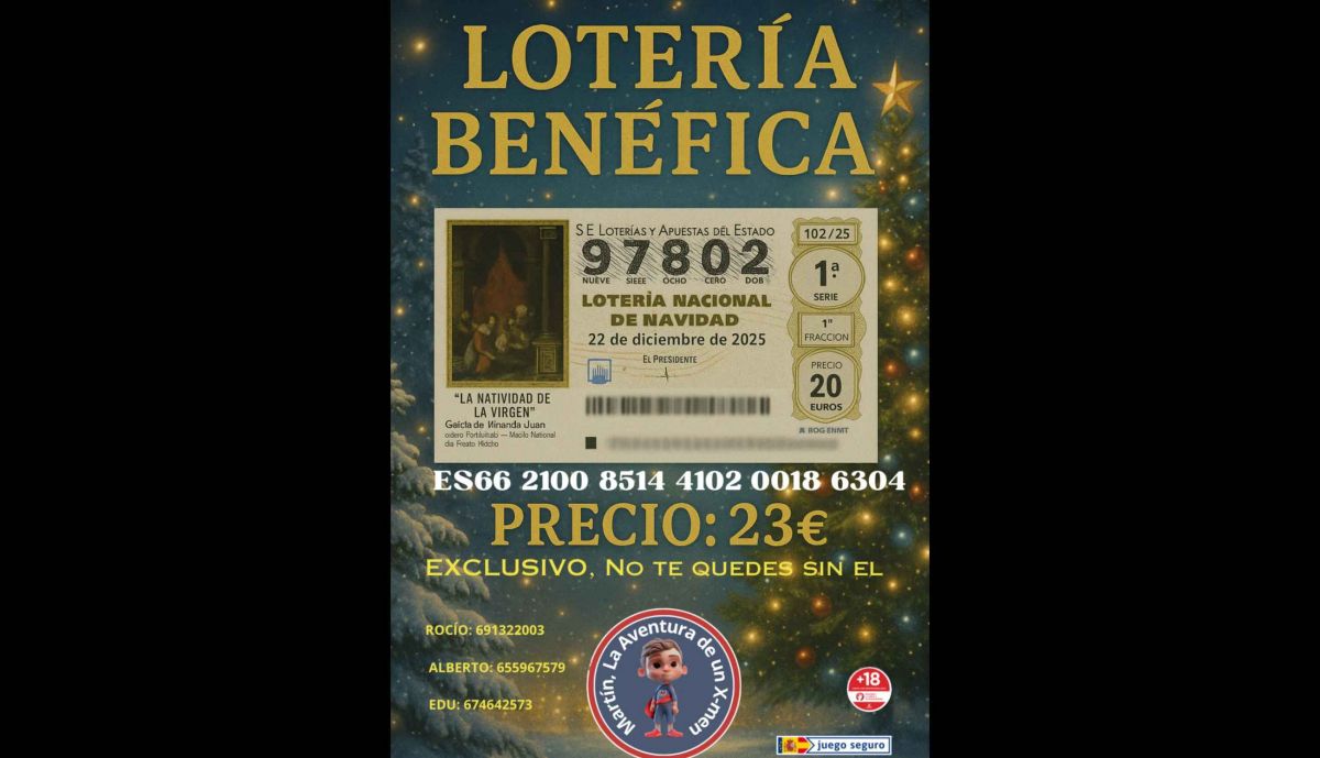 Cartel de la lotería benéfica.